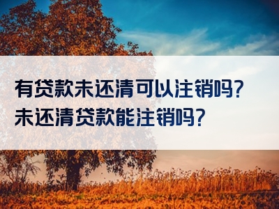 有贷款未还清可以注销吗？未还清贷款能注销吗？