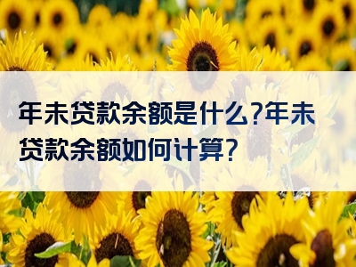 年未贷款余额是什么？年未贷款余额如何计算？