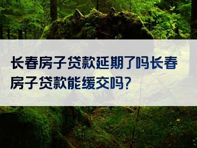 长春房子贷款延期了吗长春房子贷款能缓交吗？