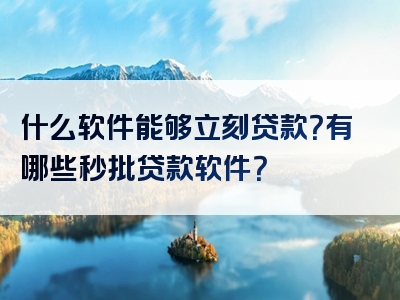 什么软件能够立刻贷款？有哪些秒批贷款软件？