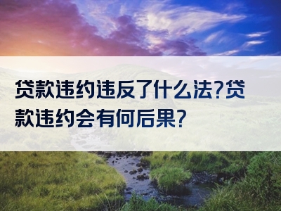 贷款违约违反了什么法？贷款违约会有何后果？