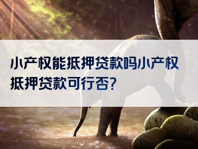 小产权能抵押贷款吗小产权抵押贷款可行否？