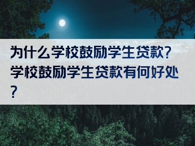 为什么学校鼓励学生贷款？学校鼓励学生贷款有何好处？