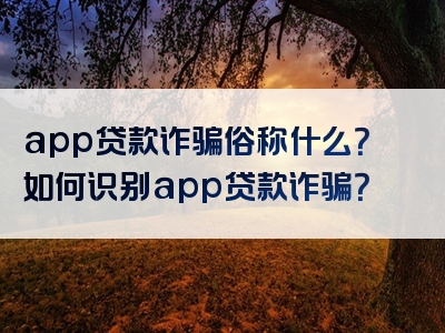 app贷款诈骗俗称什么？如何识别app贷款诈骗？