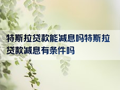 特斯拉贷款能减息吗特斯拉贷款减息有条件吗