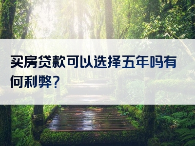 买房贷款可以选择五年吗有何利弊？