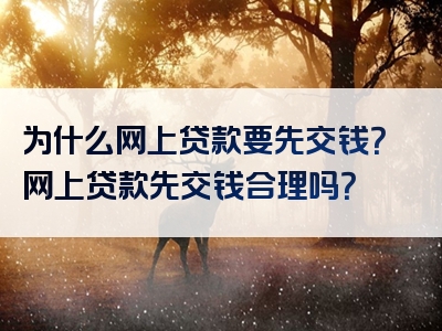 为什么网上贷款要先交钱？网上贷款先交钱合理吗？