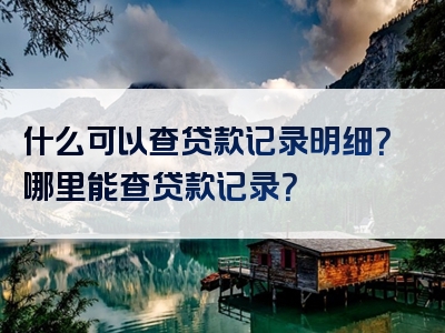 什么可以查贷款记录明细？哪里能查贷款记录？