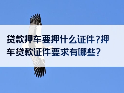 贷款押车要押什么证件？押车贷款证件要求有哪些？