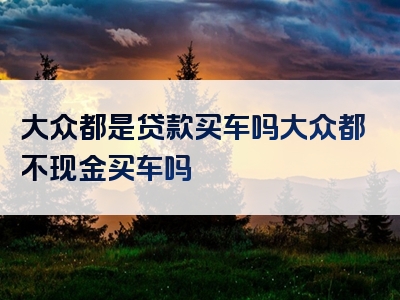 大众都是贷款买车吗大众都不现金买车吗