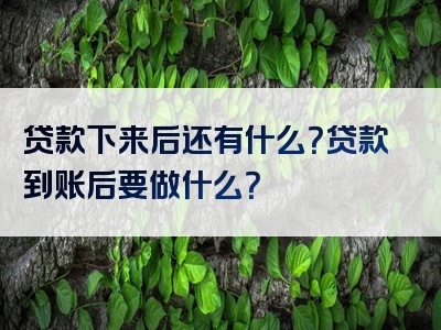 贷款下来后还有什么？贷款到账后要做什么？