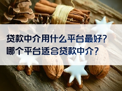 贷款中介用什么平台最好？哪个平台适合贷款中介？